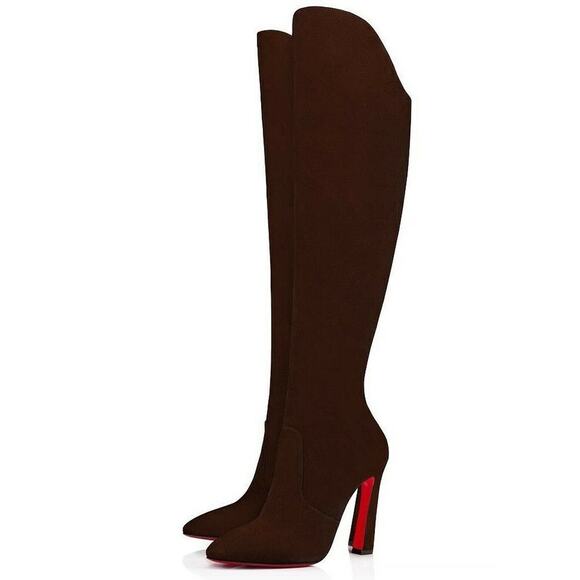 Christian Louboutin Eleonor Botta 100 Arabica Brown OTK Knee High Heel Boot 39.5 - Picture 1 of 12